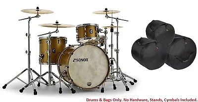 Sonor SQ1 Satin Gold Metallic 20/12/14 Jazz Bop Kit Drums Matching BD Hoops Bags • $3229