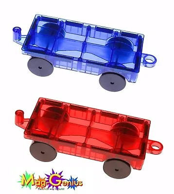 Mag-Genius Tiles Car Truck Train Magnet Building Tile Toy Add On Red/Blue Pc • $12.99