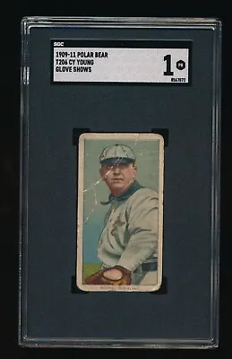 1909-11 T206 Cy Young Glove Shows Cleveland Naps Polar Bear Cigarettes SGC 1 PR • $1699.99