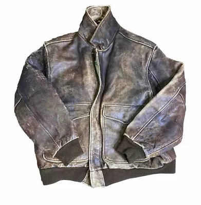 Vintage Aeropostale Jacket Mens 404Compagnie Generale Leather Bomber Aviator • $30