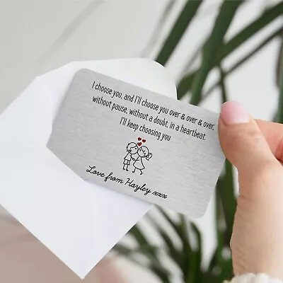 £7.99 • Buy Personalised I Choose You Love Metal Wallet Card Keepsake Gift Husband Wife