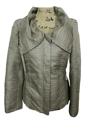 Chico's Jacket Women Size 0 Small 4/6 Tan Brown Zip Drawstring Collar • $19.99