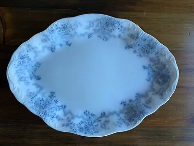 Antique Pattern W. H. Grindley Blue Floral English Ironstone Platter 14” X 10” • $40