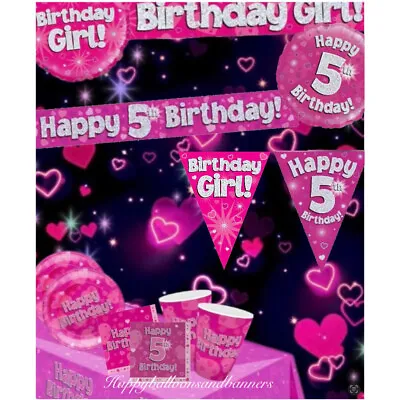 5th Birthday Pink Themed Party Decorations & Birthday Party Table Decorations • £2.49