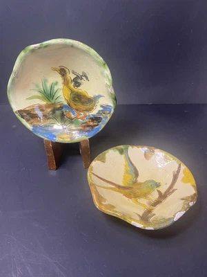 £12.99 • Buy Unusual Studio Pottery Bowls Ruffled Shape Birds Detail David Lane ? L@@K
