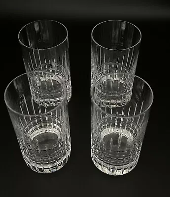 *FABERGE  CROWN  Crystal Set Of 4 Tumbler Highball 5.5  Tall Water Glasses* • $275