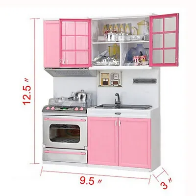 Xmas Gift Mini Kids Kitchen Pretend Play Cooking Set Cabinet Stove Girls Toy  • $45.18