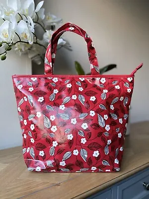 Dickins & Jones Red Floral Oilcloth Medium Tote Bag Handbag • £22
