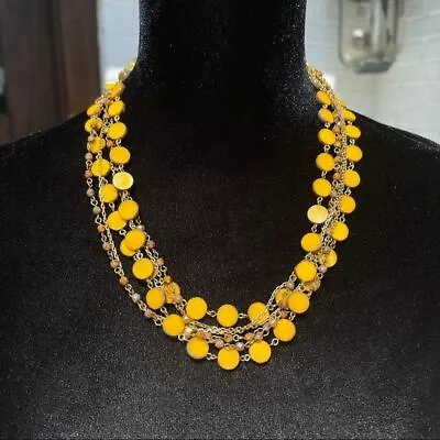 $69 • Buy SEASONAL WHISPERS Yellow & Gold Statement Necklace