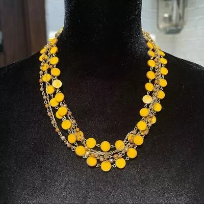 $69 • Buy SEASONAL WHISPERS Yellow & Gold Statement Necklace