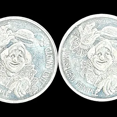 Vintage 1981 Mardi Gras Coins Jerusalem Temple Clown Unit Doubloons Lot Of 2 • $15.94