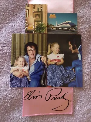 Elvis Presley Signature Pink Scarf Elvis&lisa Marie Photos&trading Cards Lot 5 • $35