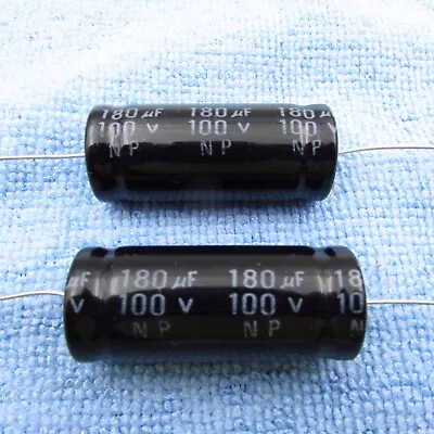 Qty (2) 180uF 100V Electrolytic Non-Polarized Speaker Crossover Axial Capacitor • $6.95