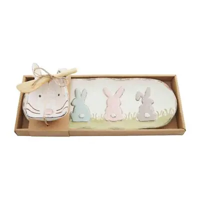 Mud Pie Home Easter Bunny Trio Serving Tray And Rabbit Dip Cup Stoneware Set • $46.99