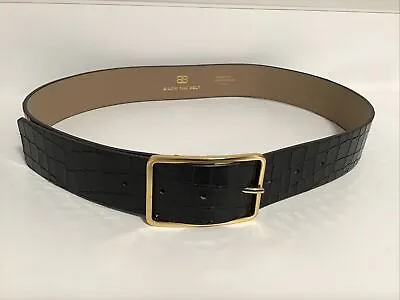 NWOT B-Low The Belt Milla Croco Luster Belt Womens Sz S Black Leather Italy • $98.95