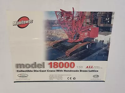 TWH Manitowoc 18000 Crane With Handmade Brass Lattice 1/50 Scale NIB HUGE! • $2195