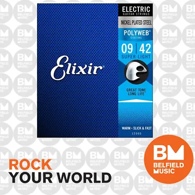 Elixir 12000 Electric Guitar Strings Polyweb Super Light 9-42 E-PW-SL • $22.99