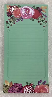 Magnetic Note Pad Shopping List Pomegranate FLORAL Blooms Flowers Leaves Ruled • $7.95