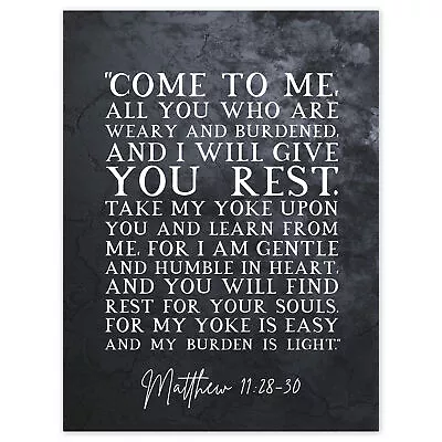 Matthew 11:28-30 Come To Me All Who Are Weary I Give You Rest Bible Canvas 18X24 • £18.99