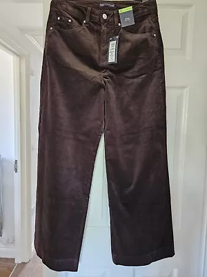 M&S Collection Chocolate Brown Wide Leg Corduroy Trousers Size 12 • £25