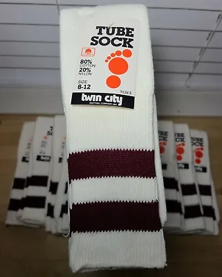 Vintage Twin City Tube Socks Men's Mid-Calf  Stripe New Old Stock 8-12 • $11.69