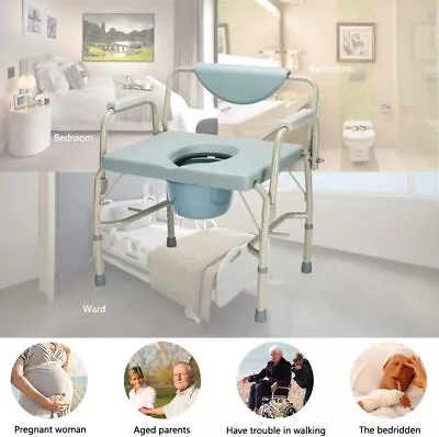 Medical Steel Extra-wide Commode Potty Chair Bedside Commode Toilet Chair 550lbs • $129.99