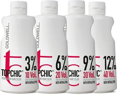 Goldwell Top Chic Cream Developer Lotion Peroxide 1000ml 3% 6% 9%12% Powder  • £12.97