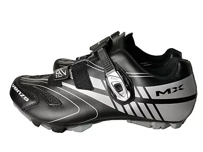 Venzo MX Men 12 Cycling Shoes Black Silver Bicycling Shoe • $55.30