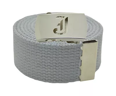 Canvas Military Web Belt & BIG  J  Silver Buckle 48 54 60 72 Inches 25 Color • $14.99