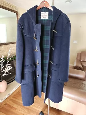 Vintage Gloverall Duffle Navy Blue Wool Coat England Uk Size Large • $170