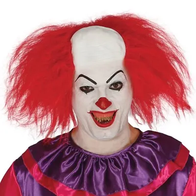Crazy Killer Clown Bald Cap Red Wig Pennywise Scary Circus Freak Balding Baldy • $18