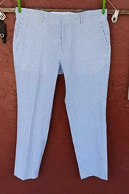 NWOT J.CREW Thompson Seersucker Striped Tapered Pants 33 (Actual  34 X 29.5) • $14