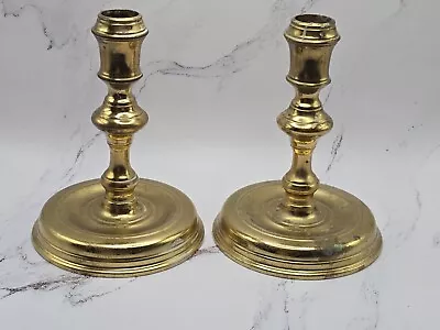 Virginia Metalcrafters Raleigh 6  Heavy Brass Candlestick Holders Pair **READ*** • $39.98