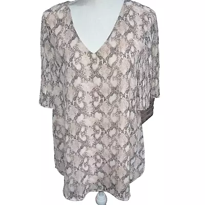 Jodifl Size Short Sleeve Size L Snakeskin Accordian Pullover Top Tunic • $20