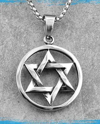 Star Of David Stainless Steel Judaic Merkaba Hexagram Silver Pendant Jewelry • $25