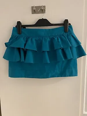 £4 • Buy Topshop Teal Green Peplum RaRa Mini Skirt Size 10 VGC Zip Closure