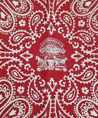 Levi's Red Bandana Scarf Center Logo Levi Strauss Original Riveted Paisley Rare • $17.44