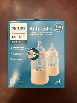 2 Pack Philips AVENT Anti-Colic Baby Bottles W AirFree Vent 9oz Clear Flow 2 • $16.99