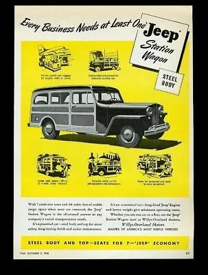 $37 • Buy 1946 Jeep Station Wagon Business Vehicle Art Willys Overland Vintage Print Ad