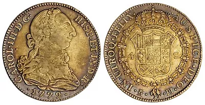 1779 M PJ Madrid SPAIN 4 Escudos Gold Coin Carlos III Spanish Colonial KM 418 • $2000