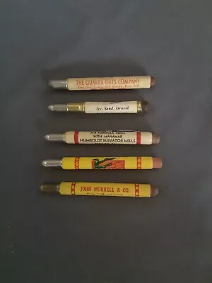 Vtg Misc Lot Advertising Bullet Pencils - Quaker OatsSeed Corn Meat Sand Ice • $15