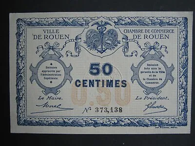 France WW1 Period Rouen Necessite Billet Emergency Banknote 50 Centimes A UNC • £12.50