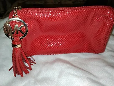 $35 • Buy MICHAEL KORS Limited Edition Wallet Estee Lauder Cosmetic Bag Red Snake Skin