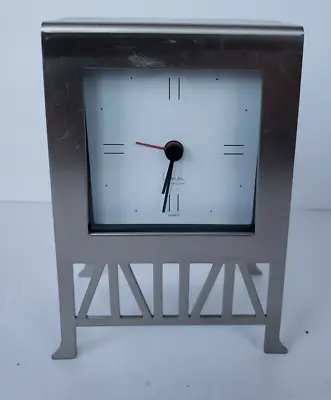 Michael Graves Modern Desk Mantel Silver Metal Table Clock Thebes Battery • $35