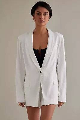 Anthropologie Maeve Sailor Blazer Size Small White Satin • £49