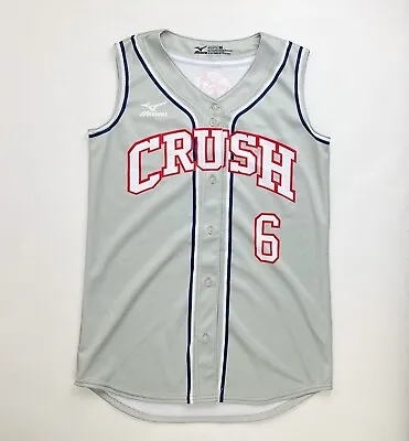 Mizuno Crush Baseball Full Button Sleeveless Jersey Men's Medium Grey Red • $4.20