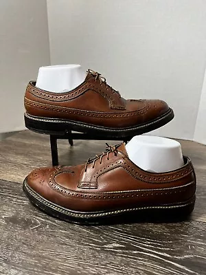 $70 • Buy VINTAGE FLORSHEIM IMPERIAL BROWN LEATHER WINGTIP DRESS SHOES 93602 Sz 7D V CLEAT