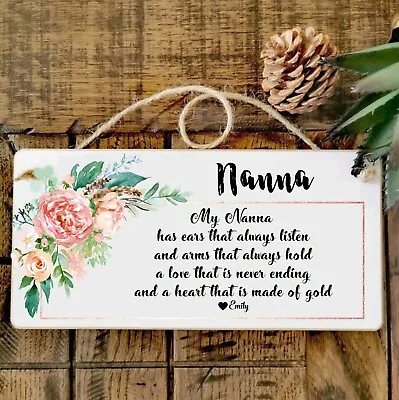 Nanna Personalised Hanging Plaque Nanny Grandma Aunty Text Plaque Gift Birthday  • £8