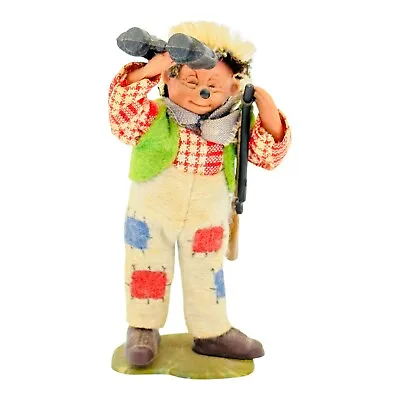 Vintage Peter Mecki 3.5  Steiff Hedgehog Doll Hunter W/ Rifle & Binoculars RARE • $84.96