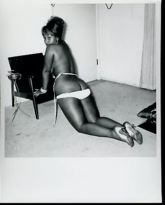 1960s 8 X 10 Original Risqué Photo Topless Mod Black Girl Panties Down Heels Vv • $9.99